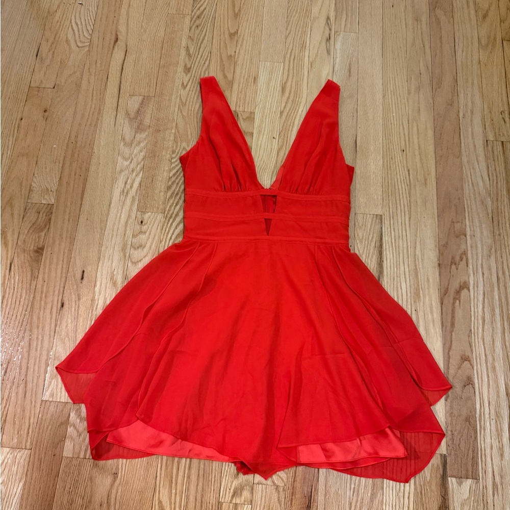Bebe Orange Sleeveless V-Neck Dress